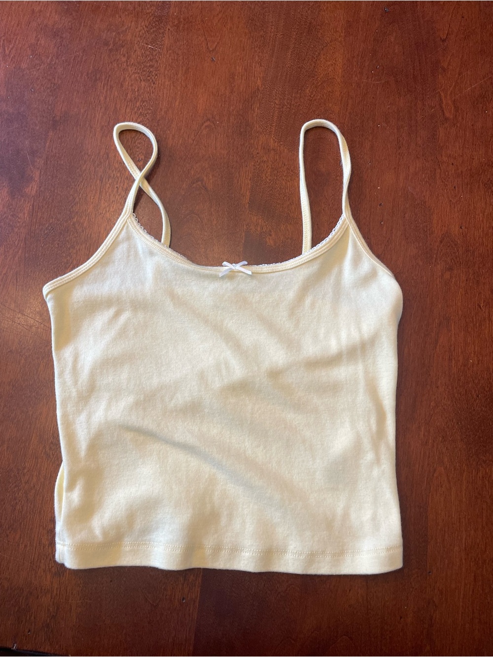 Garage yellow Spaghetti Strap Cami with Bow Accent